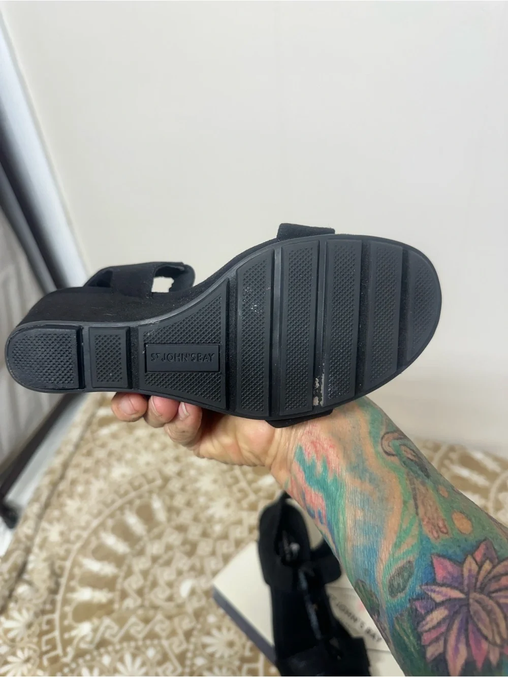 Black Jeweled T-Strap Women's Sandal